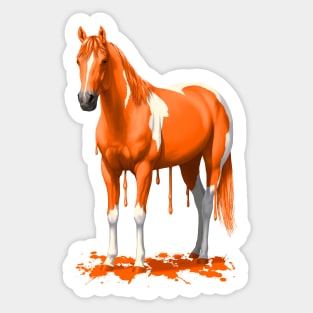 Funny Orange Dripping Wet Paint Pinto Horse Sticker